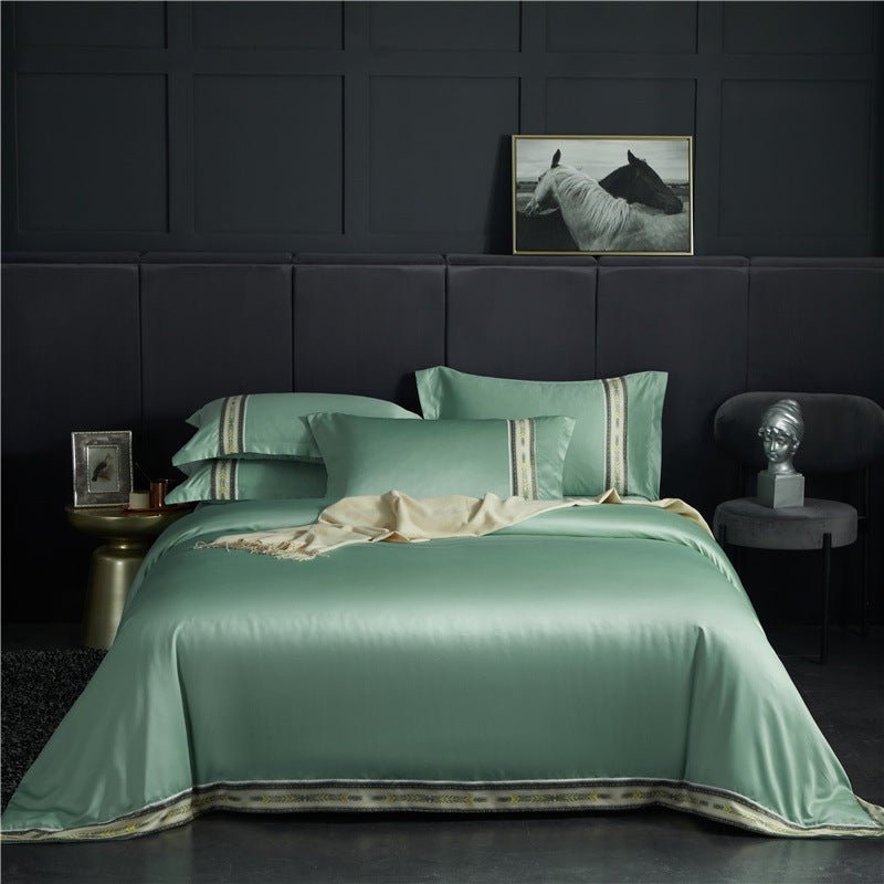 Four-piece Set Silk Satin Striped Sheets