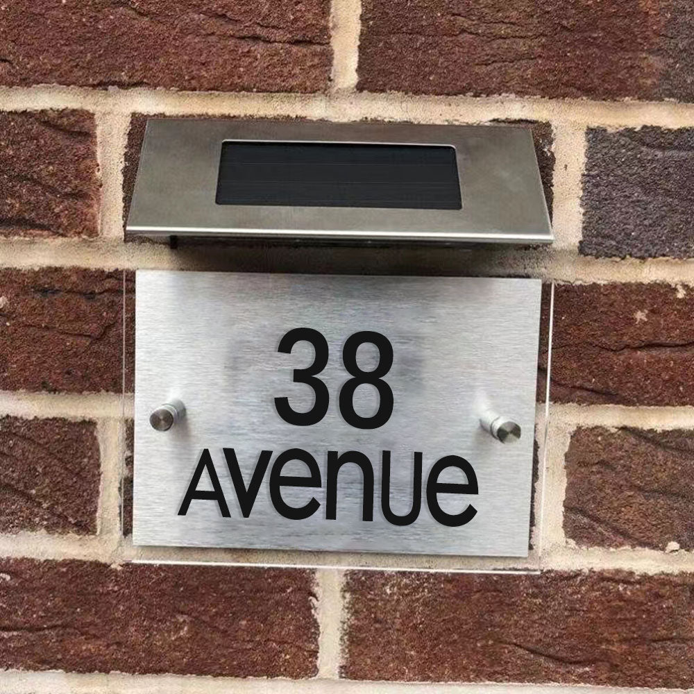 DIY Solar Powered Modern House Stainless Steel Sign Number