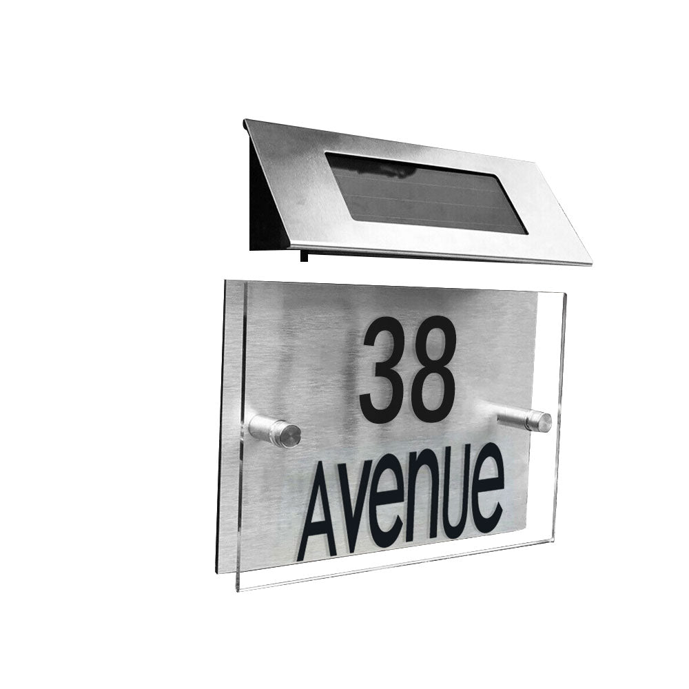 DIY Solar Powered Modern House Stainless Steel Sign Number