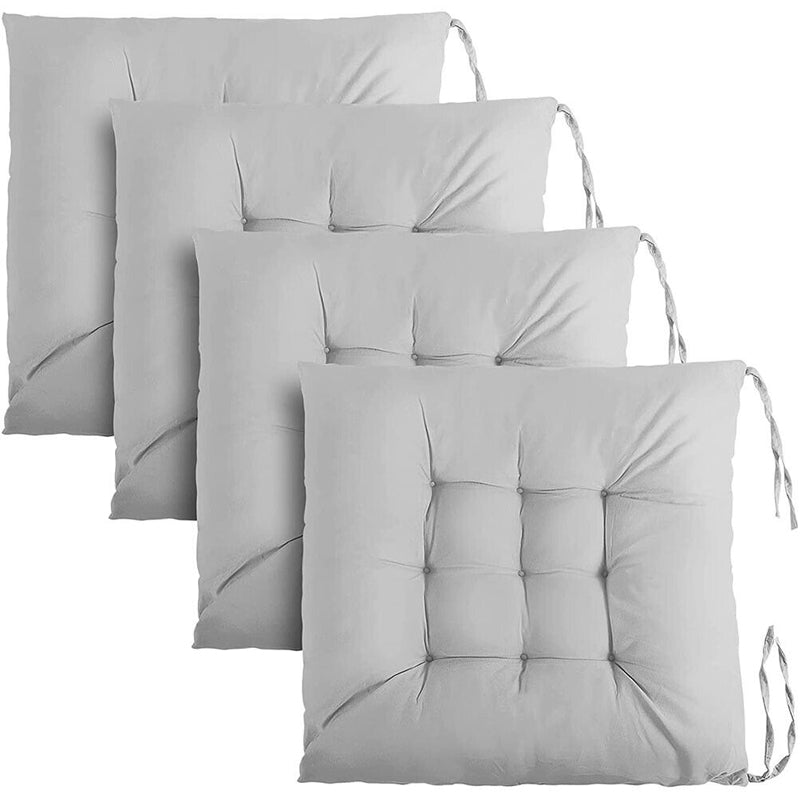 Pack of 4 Warm and Fluffy Chair Pads Quilted Square Seat Cushion
