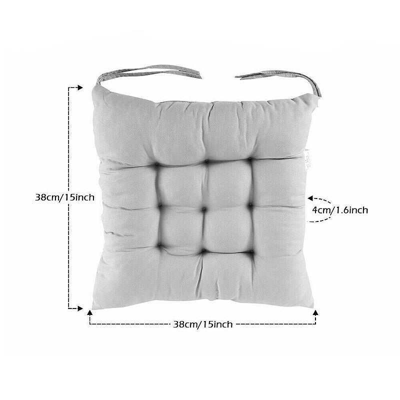 Pack of 4 Warm and Fluffy Chair Pads Quilted Square Seat Cushion