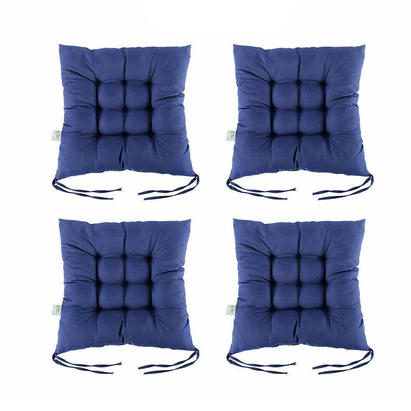 Pack of 4 Warm and Fluffy Chair Pads Quilted Square Seat Cushion