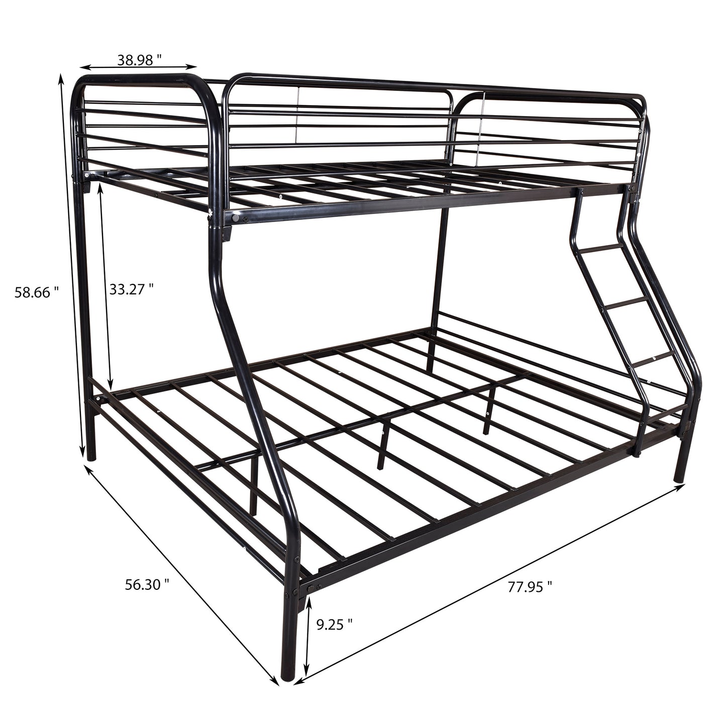 Heavy Duty Full Metal Easy Assembly Bunk Bed Frame with Guardrail and Stairs