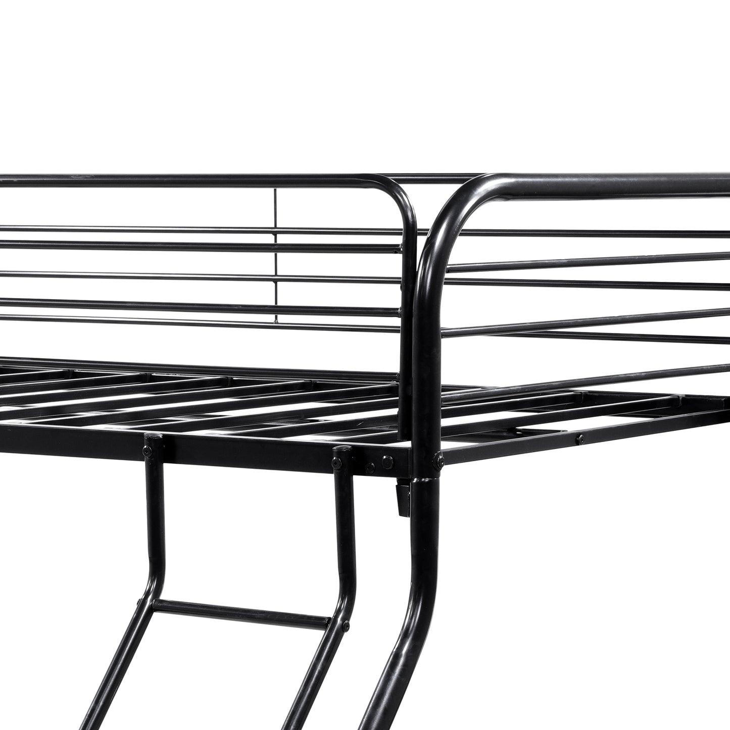 Heavy Duty Full Metal Easy Assembly Bunk Bed Frame with Guardrail and Stairs