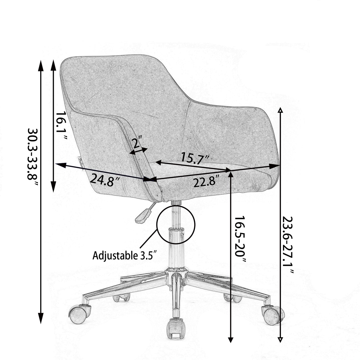 360° Revolving Modern Design Velvet Home and Office Chair with Metal Legs- Beige