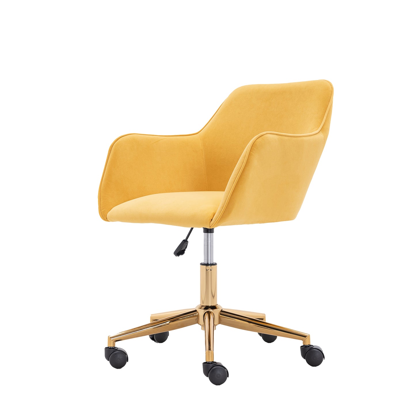 360° Revolving Modern Design Velvet Home and Office Chair with Metal Legs- Yellow