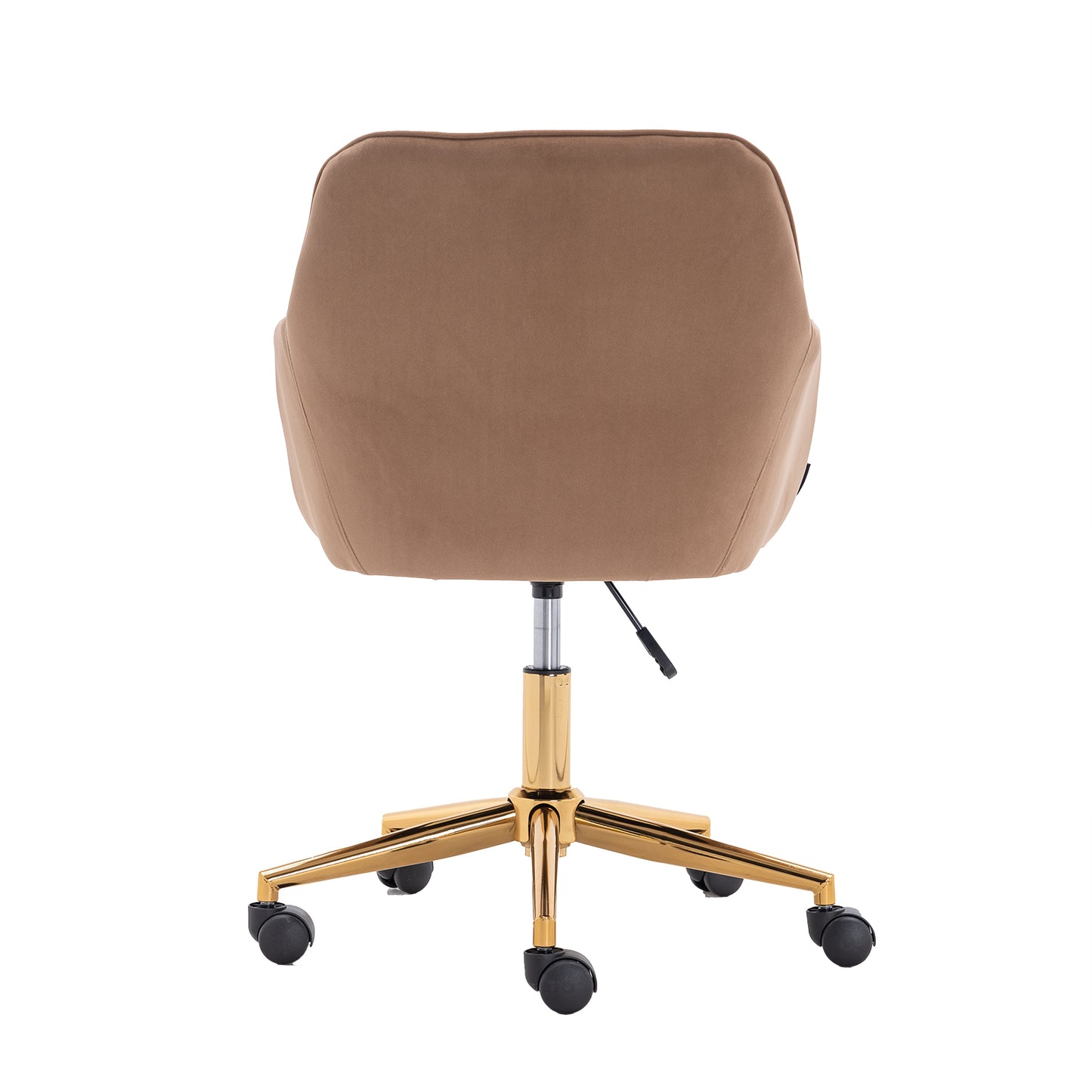 360° Revolving Modern Design Velvet Home and Office Chair with Metal Legs- Light Coffee