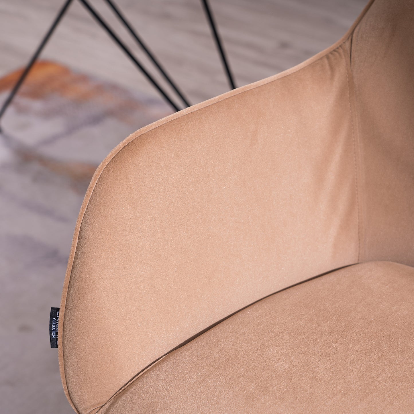 360° Revolving Modern Design Velvet Home and Office Chair with Metal Legs- Light Coffee
