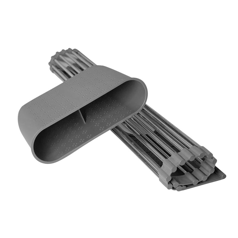 Roll-Up Over the Sink Stainless Steel Dish Drying Rack with Utensil Holder