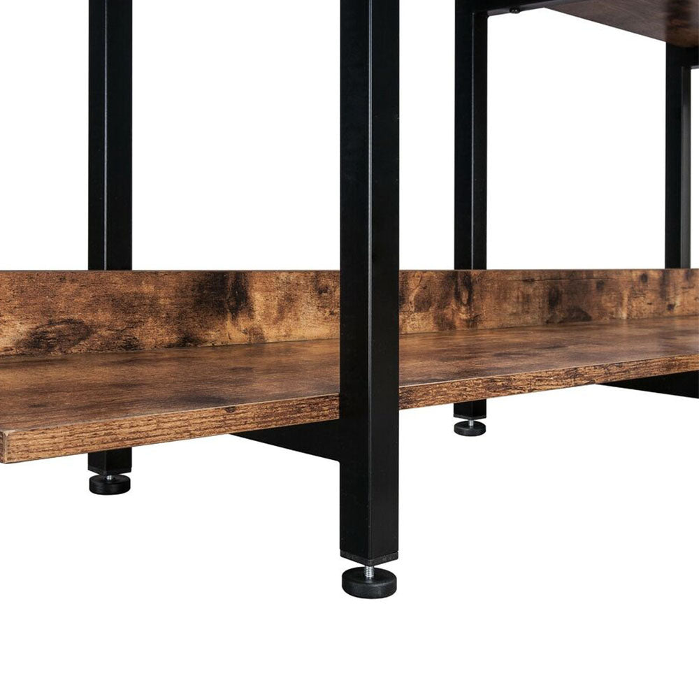5-Tier Industrial Bookshelf with Metal Frame - Brown