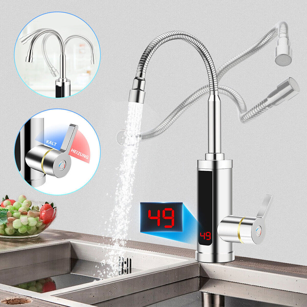 Electric Heating Fast Instant Hot Water Heater Faucet - Silver