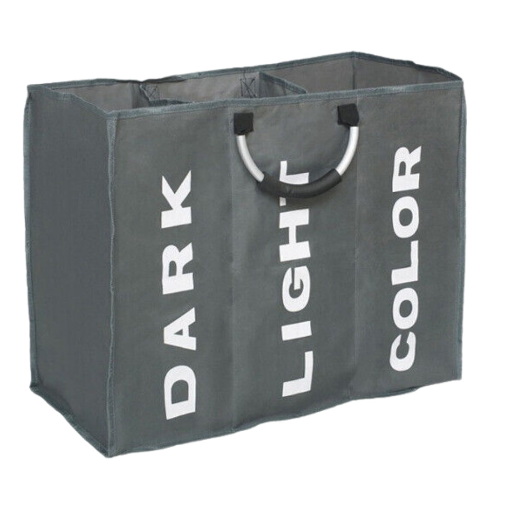 Foldable Fabric Laundry Basket Clothes Hamper Washing Bin - Grey