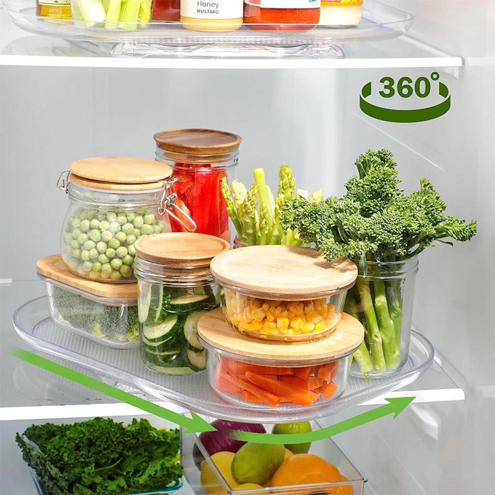 STORFEX Rectangular 360° Turntable Lazy Susan - Optimize Your Fridge Storage