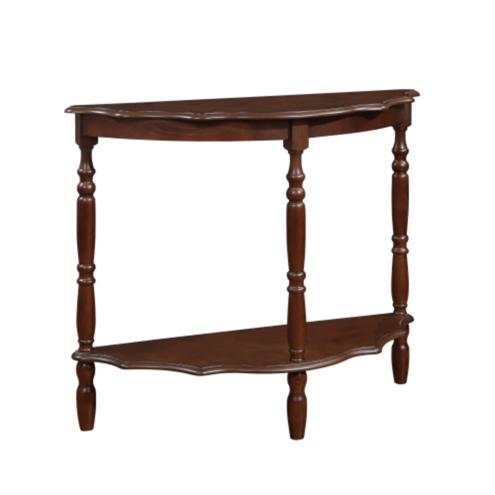 42 Inch Curved Half Moon Console Table with Cloud Design Top in Light Espresso