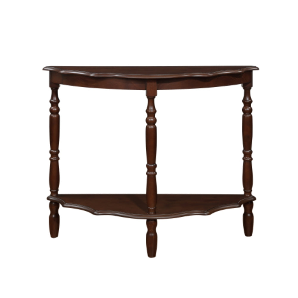 42 Inch Curved Half Moon Console Table with Cloud Design Top in Light Espresso