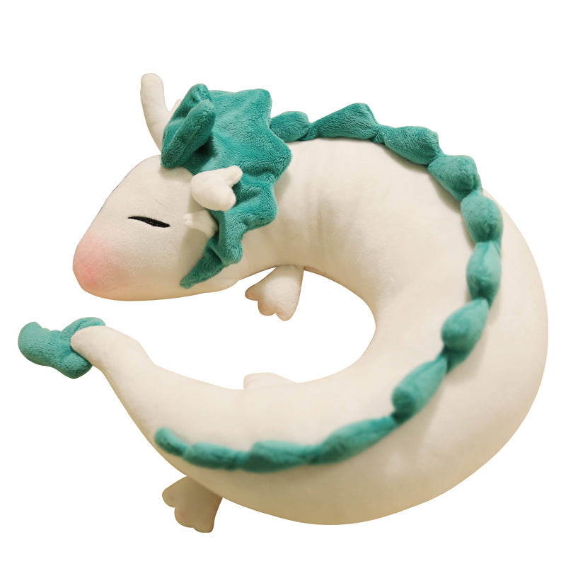 White Dragon U-shaped Pillow Cartoon Small Animal Neck Travel Napping Pillow