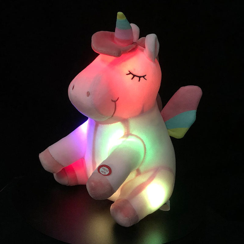 LED Plush Light Up Pink Unicorn Stuffed Animals Cute Pony Horse Toy Christmas Toy