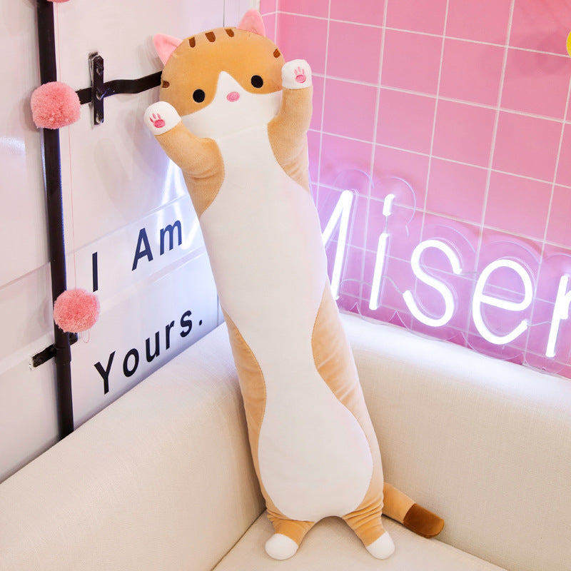 Cross-border cat long strip cat doll cute pillow lazy sleeping cushion doll plush toy