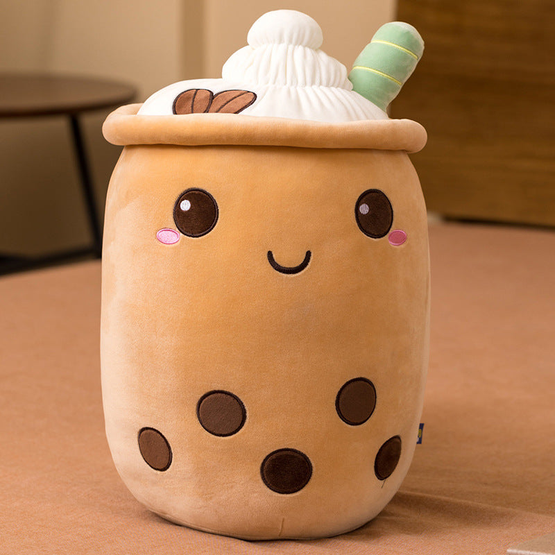 Super soft milk tea cup pillow girls bed sleeping cushion bedside sofa