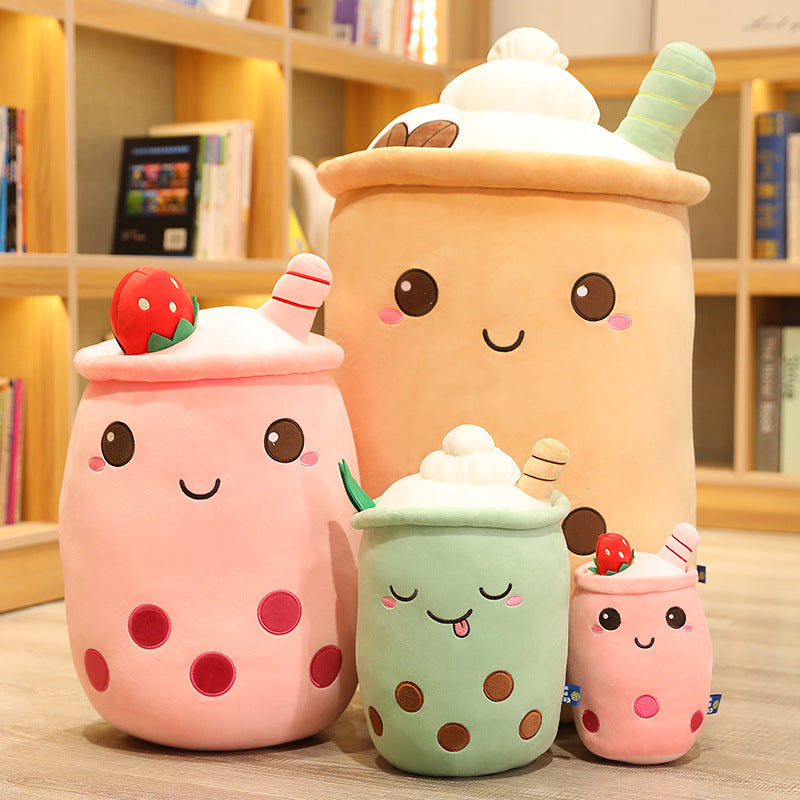 Super soft milk tea cup pillow girls bed sleeping cushion bedside sofa