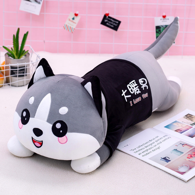 Großhandel Neue Husky Plüsch Spielzeug Puppe Niedlichen Welpen Puppe Ragdoll Große Lange Streifen Schlaf Kissen