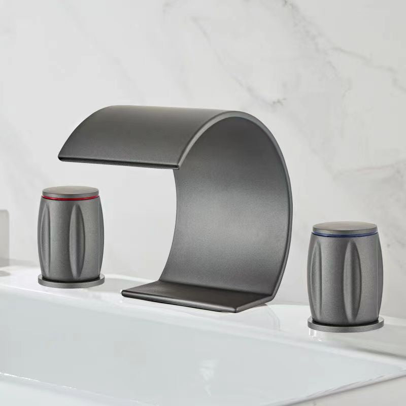 Faucet for Bathroom Sink 3 Hole, Brass Faucet Bathroom, Hot and Cold Water Mixer, Waterfall Bathroom Faucet, Two Handles Sink Faucets - THEAMBIENCEHOME
