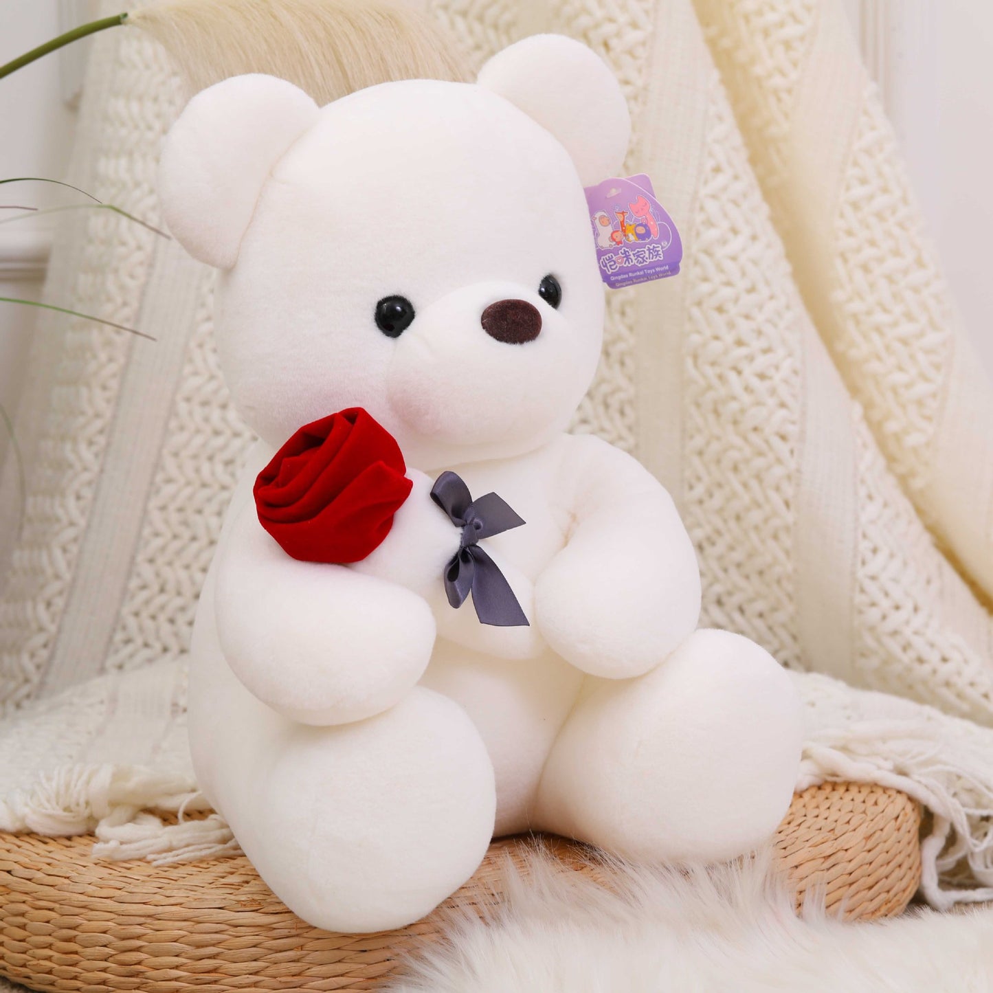 Rose teddy bear plush toys for girls Valentine's Day gift bear pillow doll