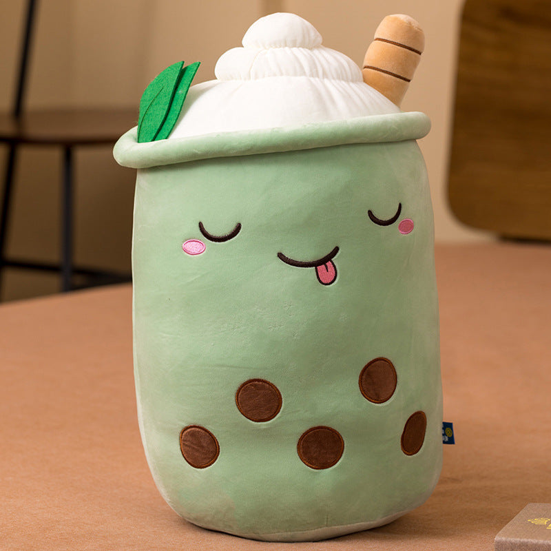 Super soft milk tea cup pillow girls bed sleeping cushion bedside sofa