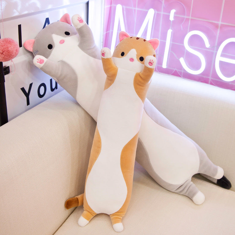 Cross-border cat long strip cat doll cute pillow lazy sleeping cushion doll plush toy