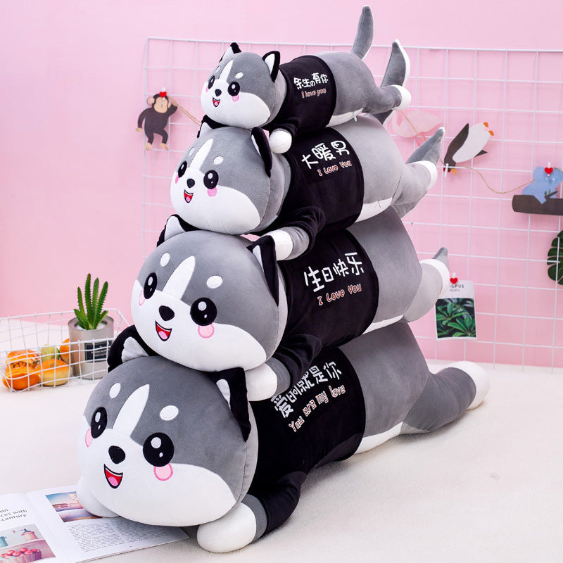 Großhandel Neue Husky Plüsch Spielzeug Puppe Niedlichen Welpen Puppe Ragdoll Große Lange Streifen Schlaf Kissen