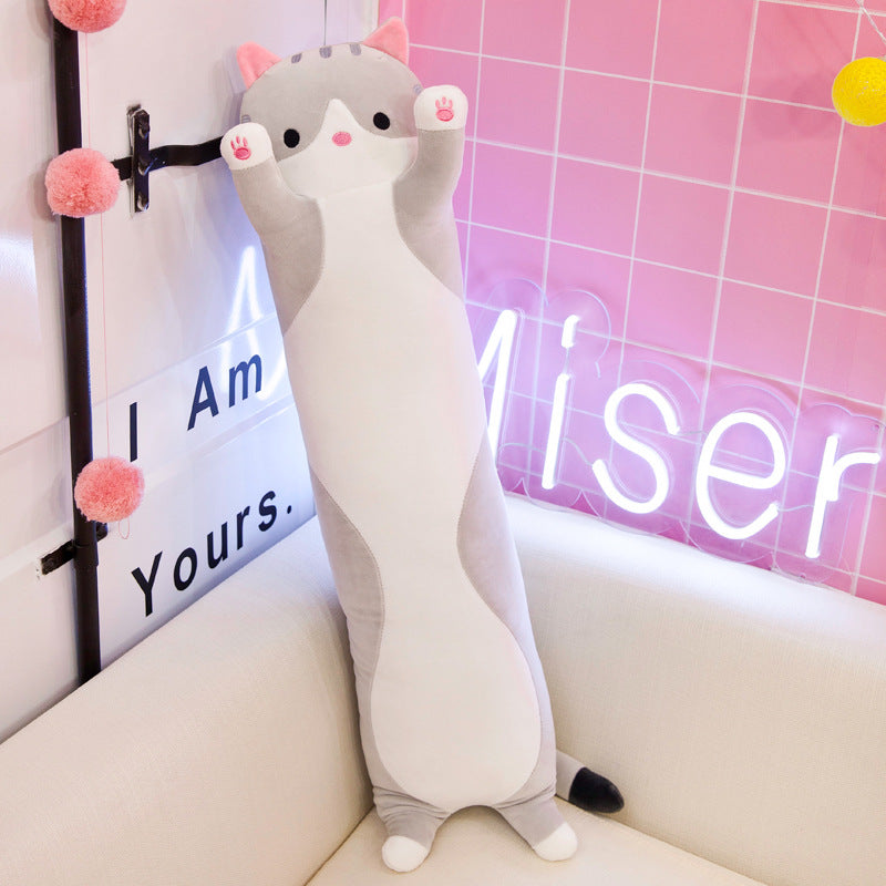 Cross-border cat long strip cat doll cute pillow lazy sleeping cushion doll plush toy