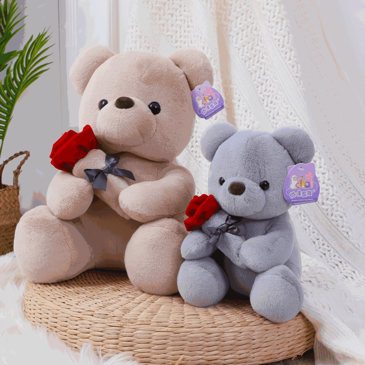 Rose teddy bear plush toys for girls Valentine's Day gift bear pillow doll