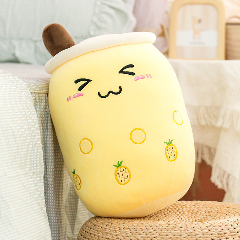 Plush toy cute pearl milk tea cup pillow
