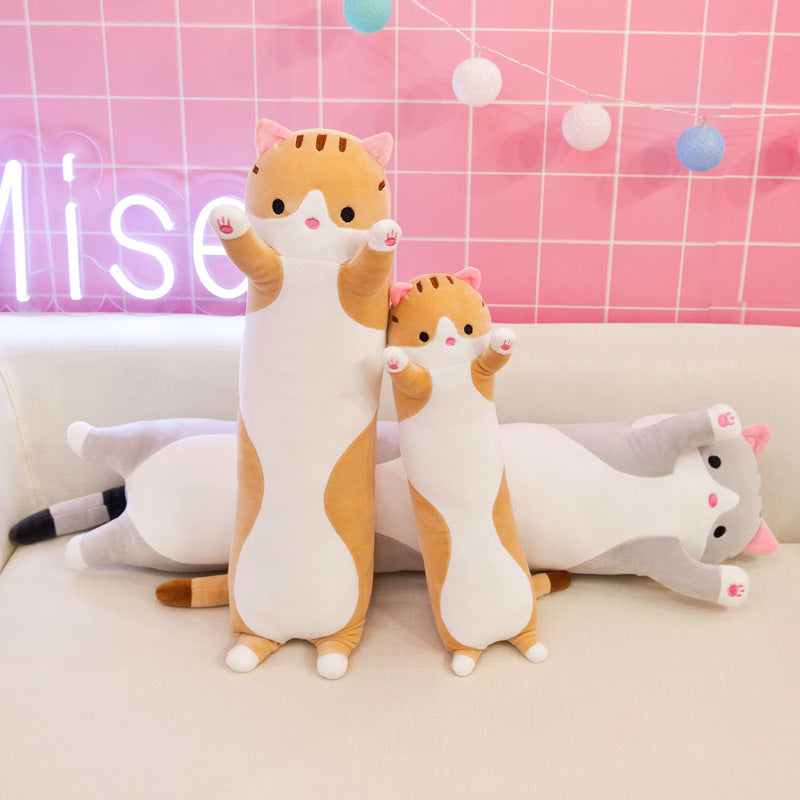 Cross-border cat long strip cat doll cute pillow lazy sleeping cushion doll plush toy