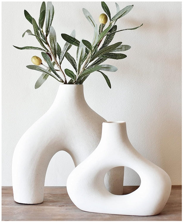 Ceramic Hollow Vase Set of 2 - THEAMBIENCEHOME
