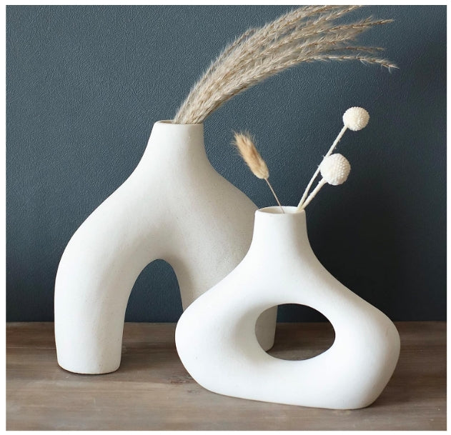 Ceramic Hollow Vase Set of 2 - THEAMBIENCEHOME