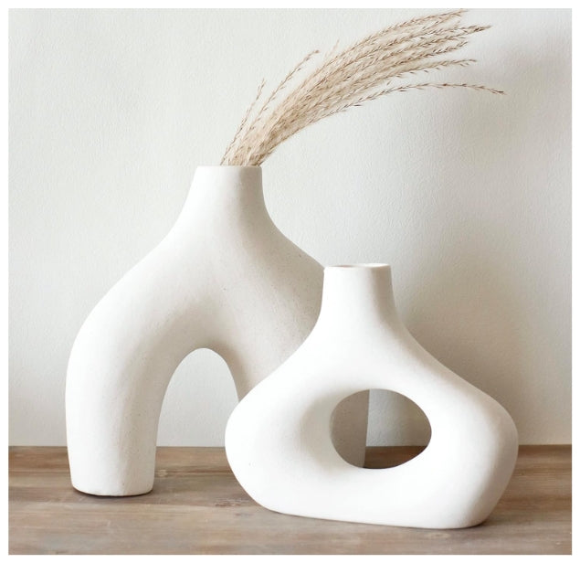 Ceramic Hollow Vase Set of 2 - THEAMBIENCEHOME