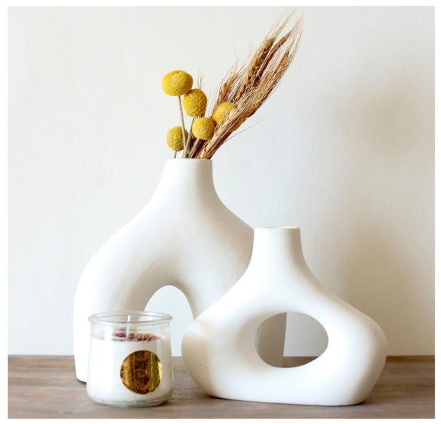 Ceramic Hollow Vase Set of 2 - THEAMBIENCEHOME