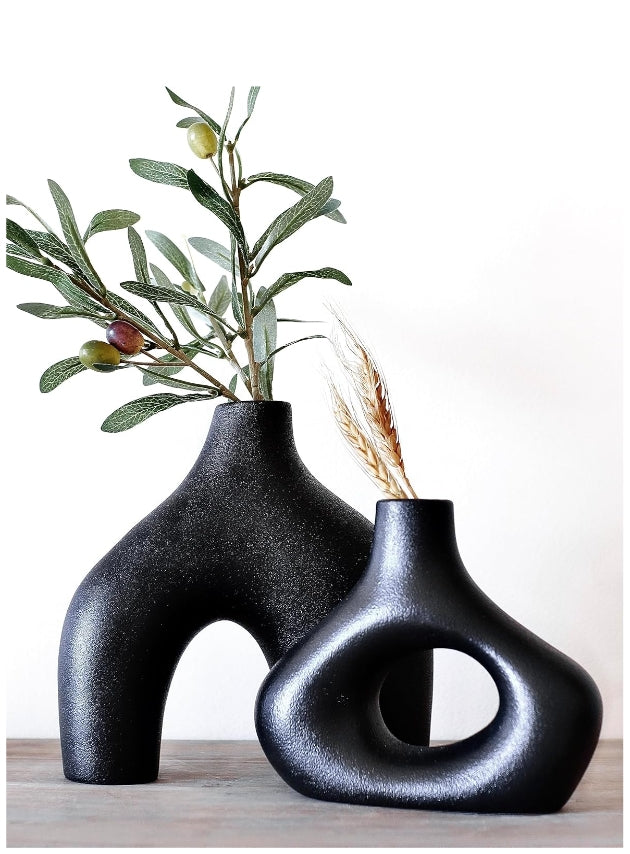Ceramic Hollow Vase Set of 2 - THEAMBIENCEHOME