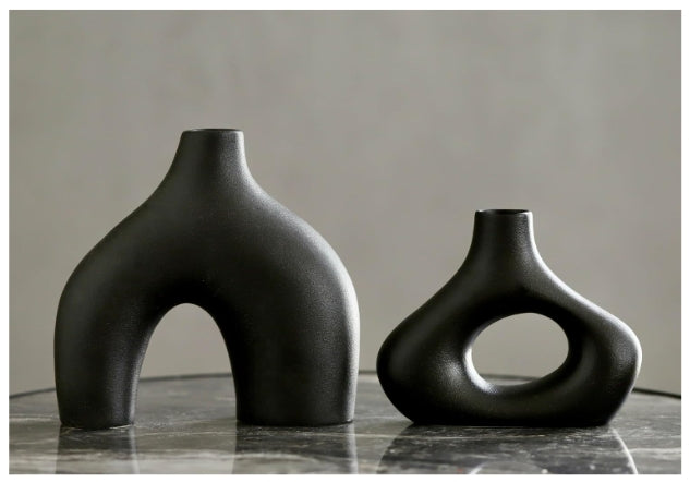 Ceramic Hollow Vase Set of 2 - THEAMBIENCEHOME