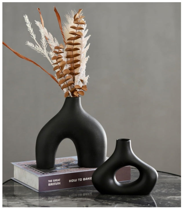 Ceramic Hollow Vase Set of 2 - THEAMBIENCEHOME