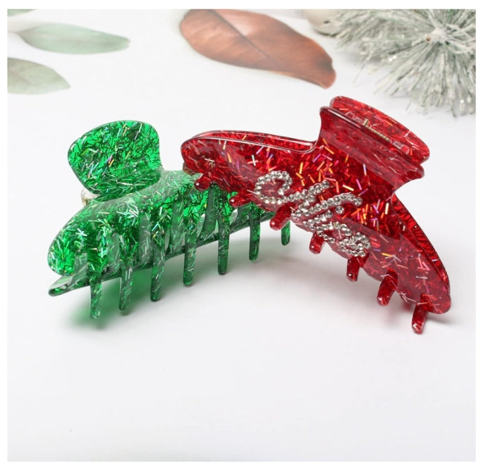 3Pcs Christmas Hair Claw Clips for Women Girls Rhinestone Hair Accessories