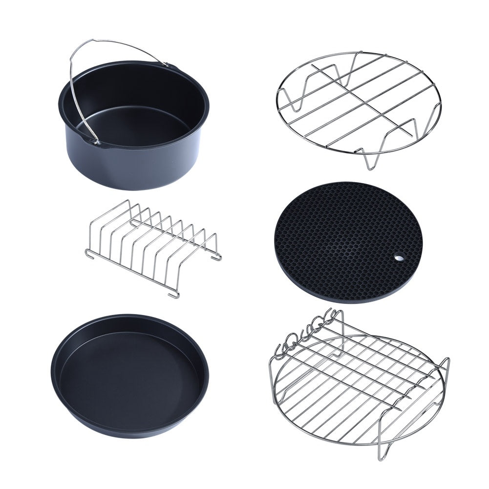 6 in 1 Multifunctional Air Fryer Accessories Set Kit Parts Metal Holder Skewer Rack Cake Barrel
