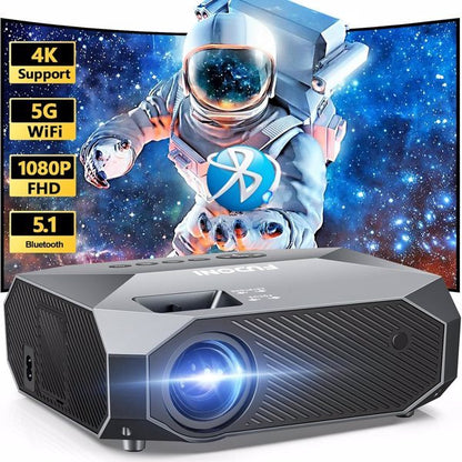 Projector With 5G WiFi And Bluetooth Native 1080P Supports 4K Suitable For Mobile Phones,PCs,TV Sticks,PS5