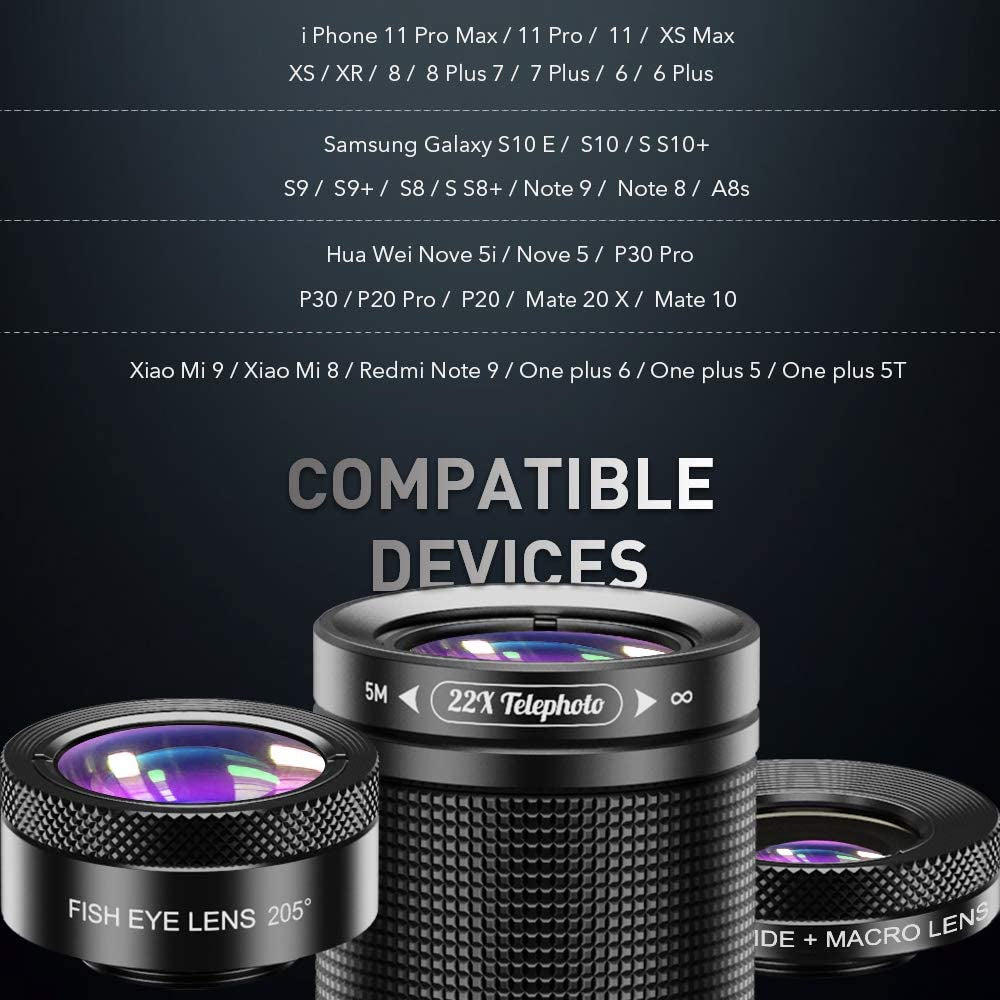4-in-1 Mobile Phone Camera Lens Kit 22x Monocular Telescope