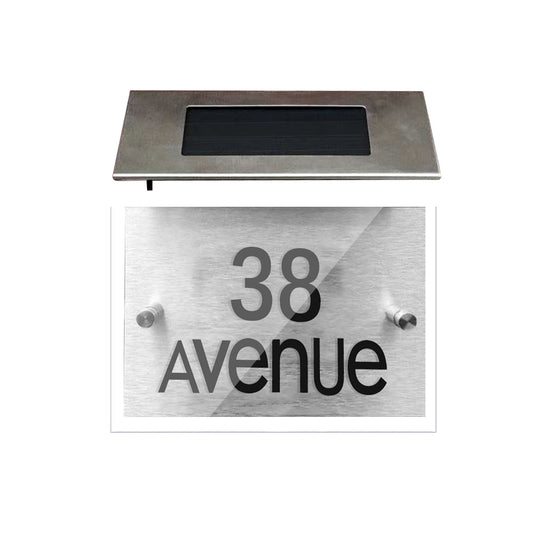 DIY Solar Powered Modern House Stainless Steel Sign Number