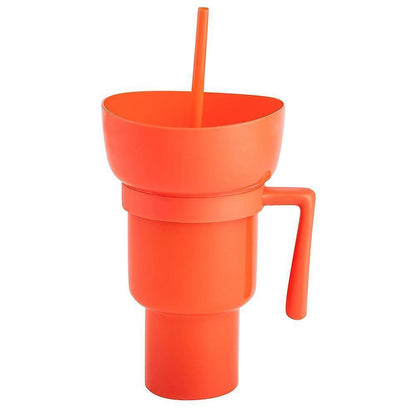Snack and Sip Stadium Hand Cup Reusable Leakproof Snacking Bowl