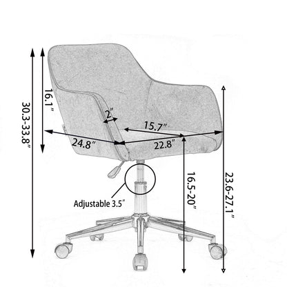 360° Revolving Modern Design Velvet Home and Office Chair with Metal Legs- Beige