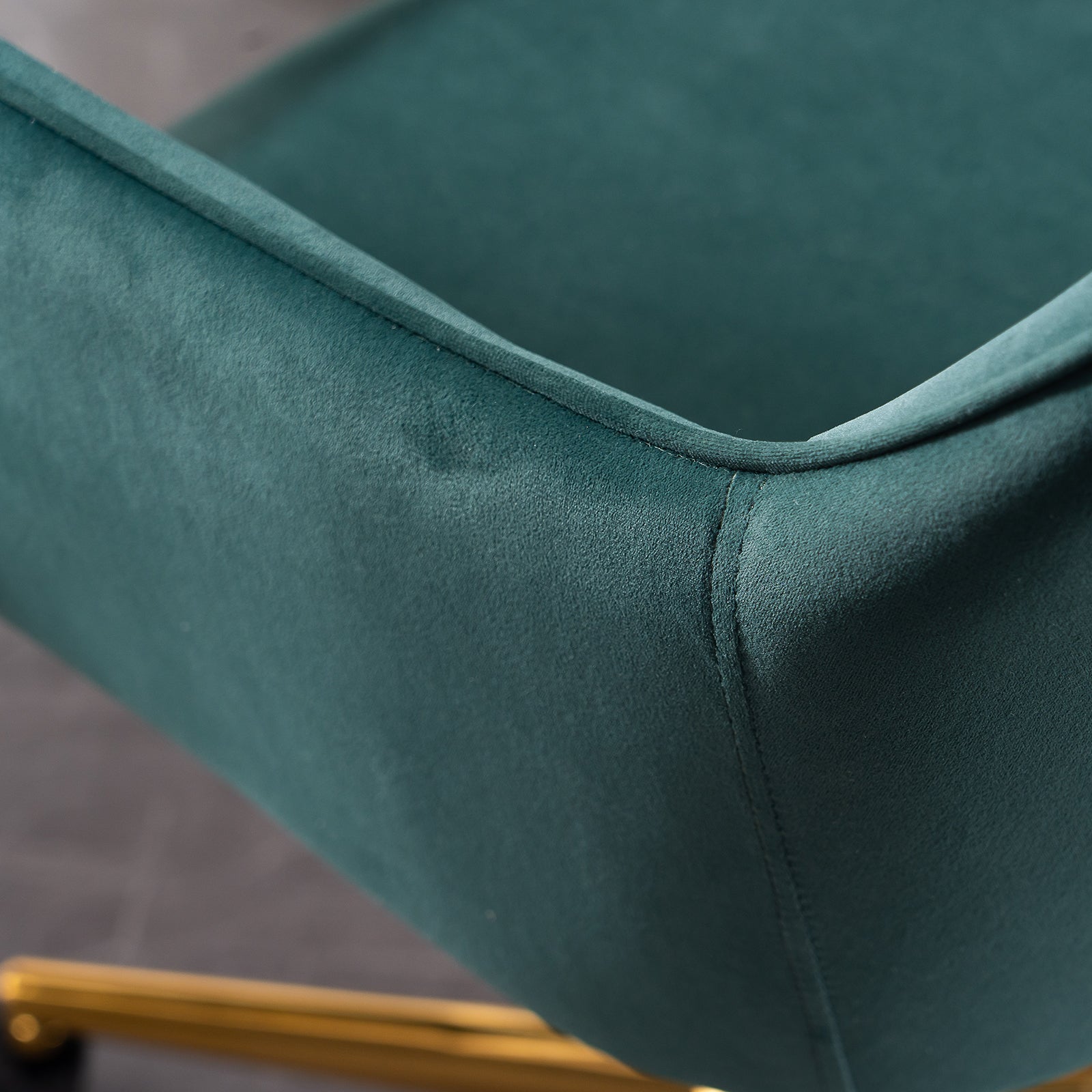 360° Revolving Modern Design Velvet Home and Office Chair with Metal Legs- Dark Green