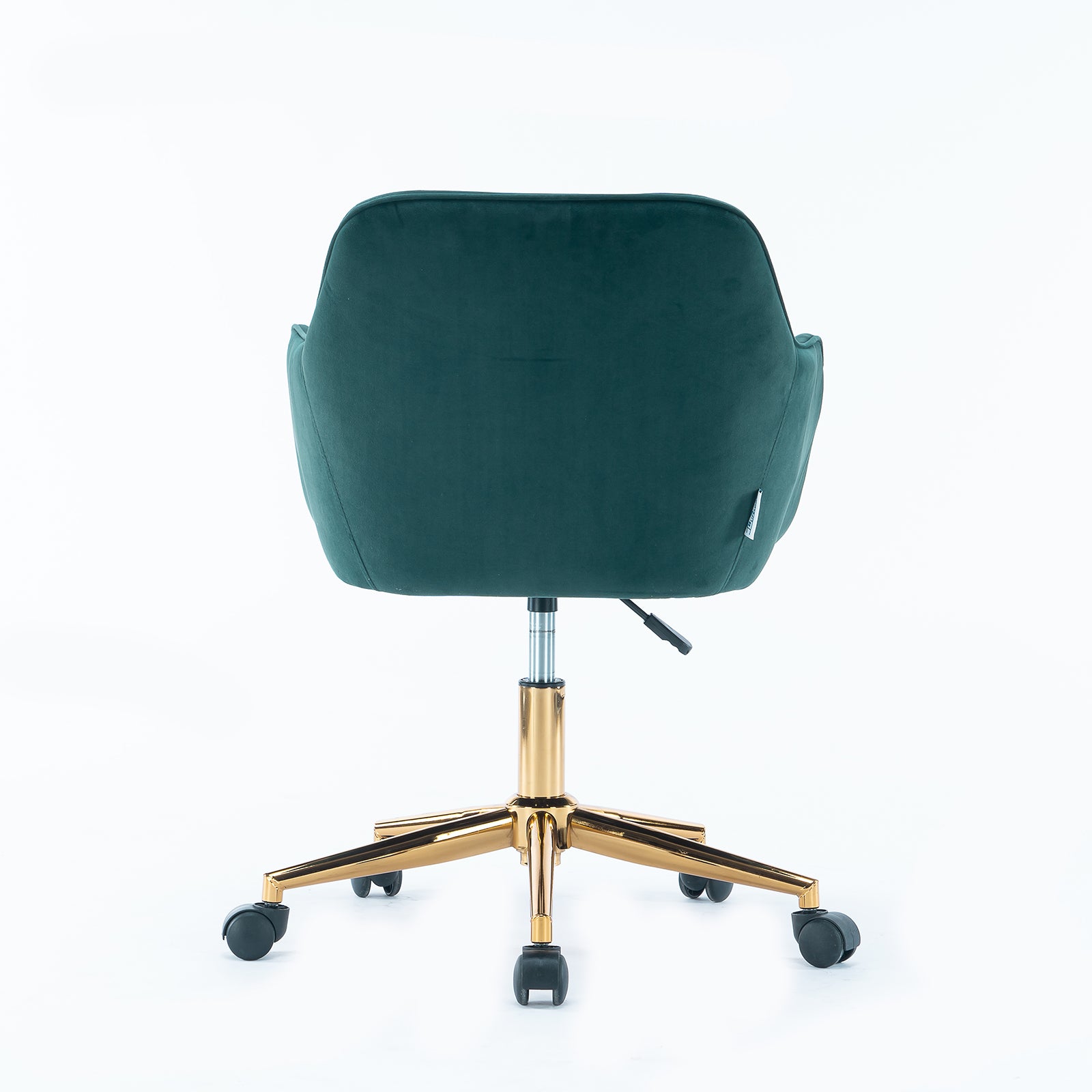 360° Revolving Modern Design Velvet Home and Office Chair with Metal Legs- Dark Green